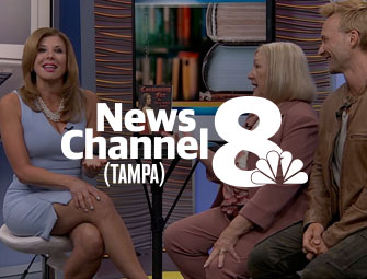 Screenshot of the mother & son self-publishing team of C.B. Hoffmann and Dan Hoffmann on WFLA Tampa TV Channel 8