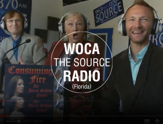 Screenshot of the interview of mother & son self-publishing team, C.B. Hoffmann and Dan Hoffmann on WOCA The Source Radio
