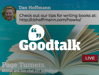 Screenshot of the chat between mother & son self-publishing team of C.B. Hoffmann and Dan Hoffmann on GoodTalk App