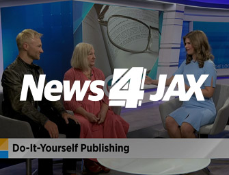 Screenshot of the mother & son self-publishing team of C.B. Hoffmann & Dan Hoffmann on WJXT TV Channel 4 Jacksonville